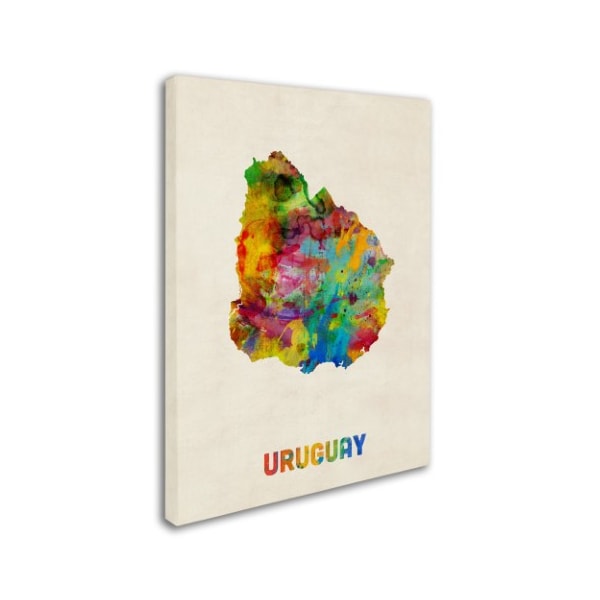 Michael Tompsett 'Uruguay Watercolor Map' Canvas Art,35x47